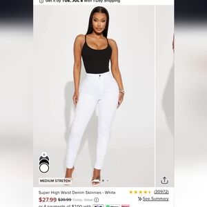 Tall Size 5, White High Waist Jeans